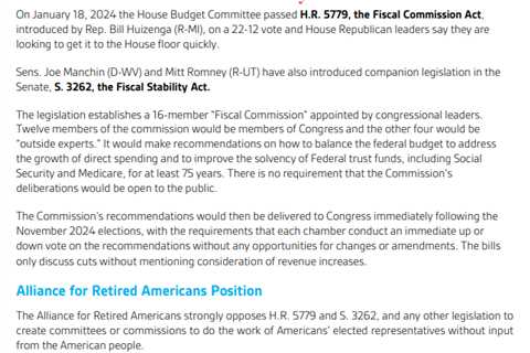 Position Paper: Debt Commission Legislation Fast Tracks Cuts to Social Security and Medicare